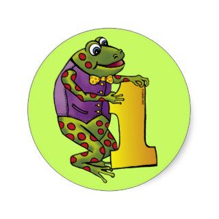 Frog One year old birthday Round Sticker