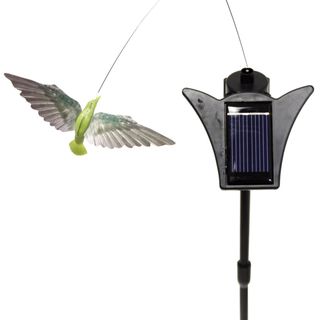 Solar Powered Dancing Chartreu Green Hummingbird Garden Accent Garden Accents
