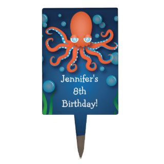 Under the Sea Orange Octopus Birthday Cake Pick