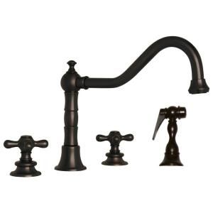 Whitehaus 2 Handle Side Sprayer Kitchen Faucet in Oil Rubbed Bronze WHKCR3 4400 ORB