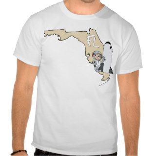 Florida FL Map & Space Shuttle Cartoon Tees