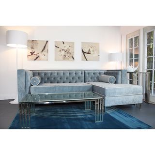 Decenni Custom Furniture 'Tobias' Wedgewood Blue Tufted 8 foot Sectional Sofa Sofas & Loveseats