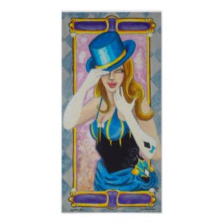 The Hat fantasy art woman in blue dress poster