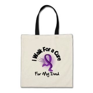 I Walk For My Dad  Purple Ribbon Tote Bags