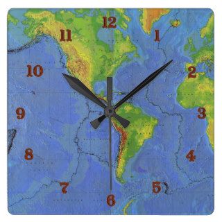 1994 Physical World Map   Tectonic Plates   USGS Wall Clocks