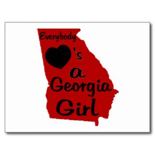 Everybody Loves a Georgia Girl Red and Black Postcard