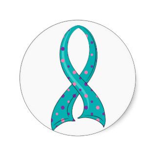 Polka Dot Tri Color Ribbon Thyroid Cancer Sticker