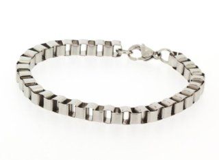 EDFORCE Men's 8.5" Box Link Bracelet in High Polish Stainless Steel (237 0002 B) EDFORCE Jewelry