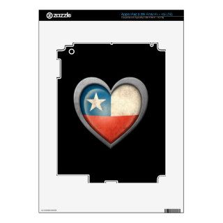 Chilean Heart Flag with Metal Effect iPad 3 Decals