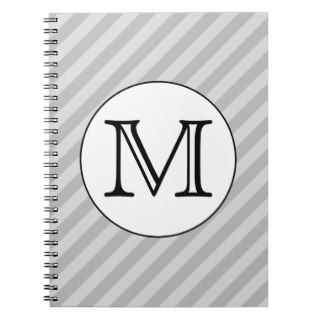 Stylish Monogram with Gray Stripes. Custom. Note Book