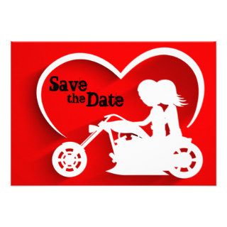 Motorcycle Save the Date Wedding Announcemet Custom Invite