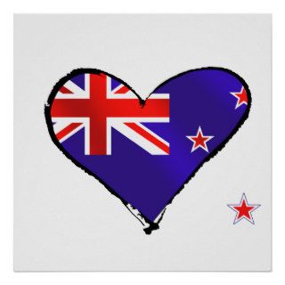 New Zealand love heart flag gifts Print