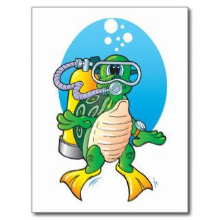 Cartoon Scuba Turtle Postcards