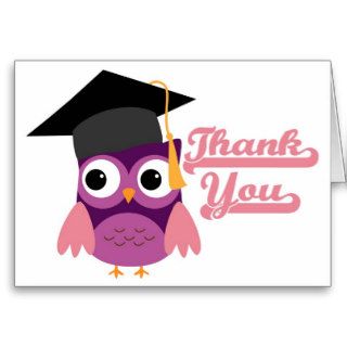 Purple Owl with Graduation Cap Thank You Card