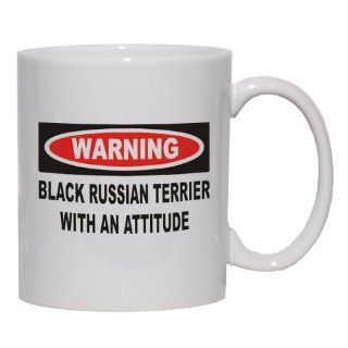 Warning Black Russian Terrier with an attitude Mug for Coffee / Hot Beverage (choice of sizes and colors) Kitchen & Dining
