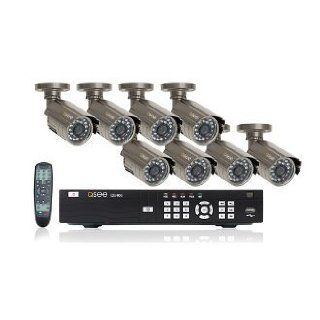 Q See 8 channel Surveillence System 8 CCD Cameras w/ 40 Ft. Night Vision H.264 DVR w/ 500GB HDD Remotely Monitor via PC and 3G Smartphone QS408 + QSDS14273X8  Complete Surveillance Systems  Camera & Photo