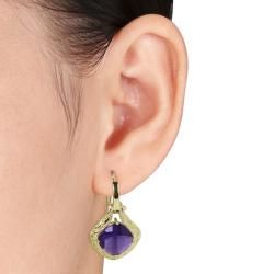 Miadora 18k Gold Overlay Synthetic Gemstone Earrings Miadora Gemstone Earrings