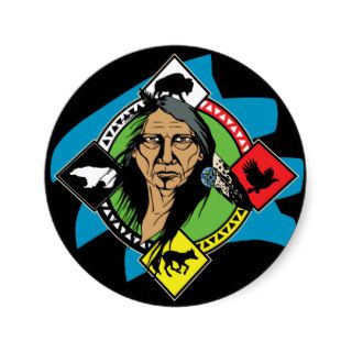 Native American Medicine Wheel Round Sticker