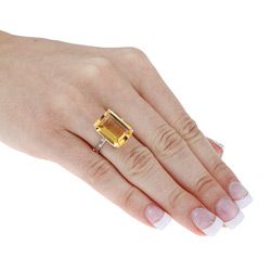 Viducci 10k Gold Octagon cut Citrine and Diamond Accent Ring Viducci Gemstone Rings
