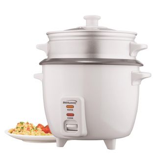 Brentwood TS 180S 8 Cup Rice Cooker With Steamer Attachment  White Brentwood Rice Cookers