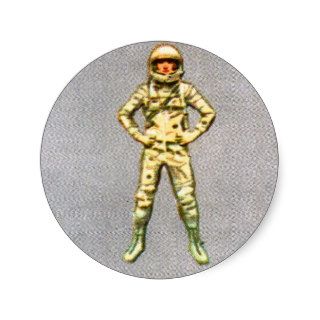 Retro Vintage Kitsch 60s Space Astronaut 6' Man Round Sticker
