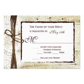Rustic Wood Country Wedding RSVP Cards