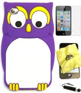 [WG] Apple iPod Touch 4th Generation 3D Owl Silicone Case (Purple) + FREE Screen Protector + Free WirelessGeeks247 Metallic Detachable Touch Screen STYLUS PEN with Anti Dust Plug   Players & Accessories