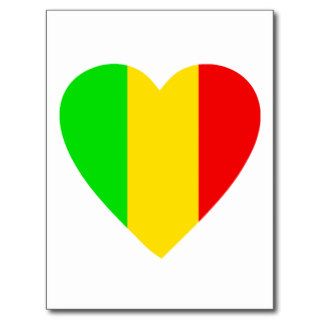 Rasta Colored Heart Post Cards