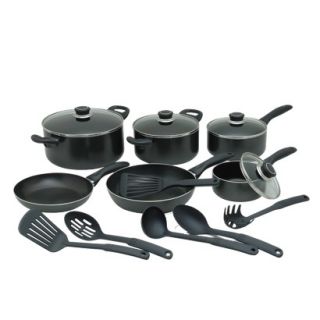Chefmate Aluminum Cookware Set   16 piece (Black)