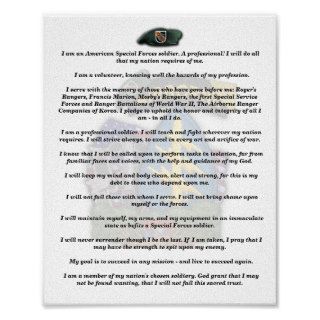 5th special forces green berets vietnam vets creed poster