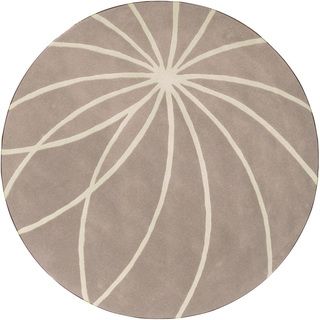 Hand tufted Trapan Tan Floral Wool Rug (8' Round) Round/Oval/Square