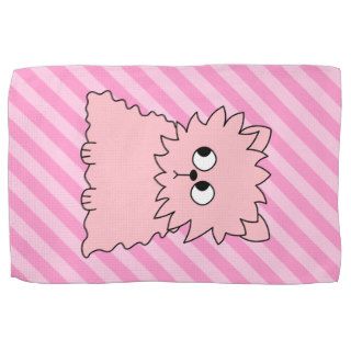 Cute Pink Persian Cat. Pink Striped Background. Kitchen Towel