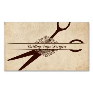 beige textured paper scissors hair stylist shears business card template