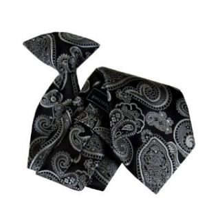 B CLPS 273   Black   Silver   Boys 14 inch Clip On Tie Neckties Clothing