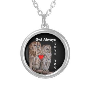 Two Owls on a Metal Bar at Night Photo Design Pendant