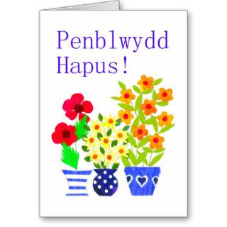 Welsh Birthday Card   Flower Power
