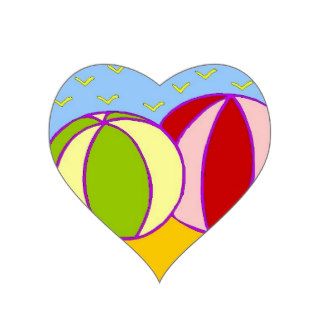 Beach Balls Wedding Hearts Heart Sticker