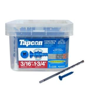 Tapcon 3/16 in. x 1 3/4 in. Blue Steel Flat Head Phillips Concrete Anchors (225 Pack) 24555