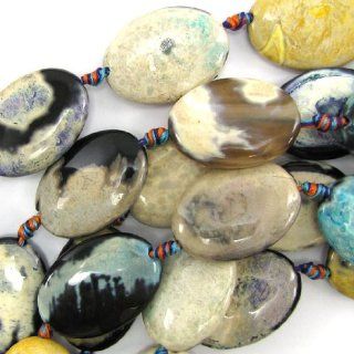 25x38mm multicolor agate flat oval beads 15" strand