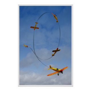 Yellow Airplane doing an Aerobatic Loop Print