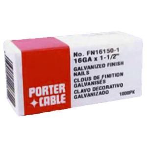 Porter Cable 16 Gauge x 1 1/2 in. Finish Nail 1000 per Box PFN16150 1