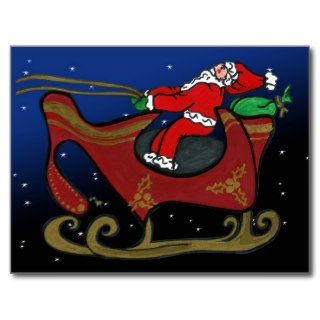 Silly Santa in His Sleigh Post Card