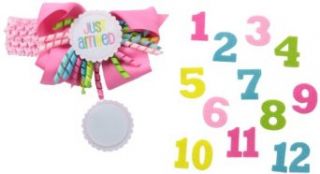 Mud Pie Baby Girls Newborn Monthly Milestone Headband, Pink, One Size Clothing