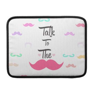 Funny Girly Talk To The Mustache Bright Pink Heart MacBook Sleeves