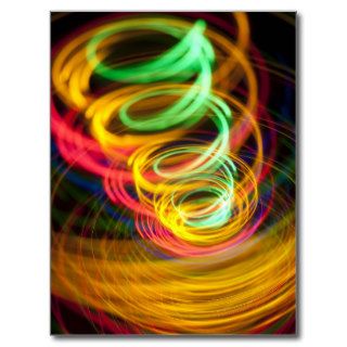 LIGHT SPIRALS NEON COLORS BLACK PARTY DISCO ABSTRA POST CARD