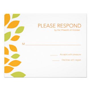 Modern Orange Tree Wedding Reply Response Card Invite