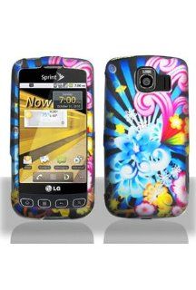 LG LS670 Optimus S Graphic Rubberized Shield Hard Case   Neon Floral Cell Phones & Accessories