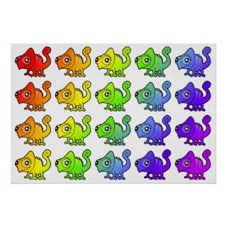 Cartoon Rainbow Chameleons Print