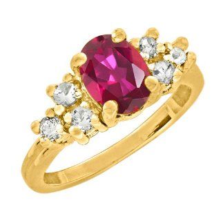 2.10 CT 8x6mm Oval Red Mystic Topaz Yellow Gold Ring Jewelry