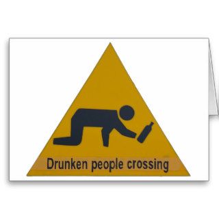 Drunken People Crossing Card